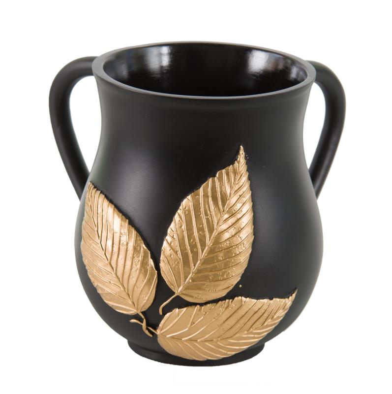 Черная натла с объемным узором - Black natla with a pattern of golden leaves